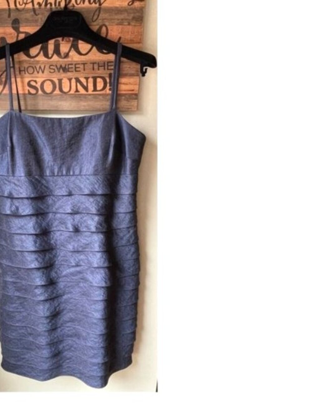 Vintage 90's Cocktail Party Dress Blue Tiered Shirt Size 8P Jessica Howard